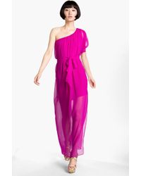 Abi Ferrin Dolce Sheer One Shoulder Silk Maxi Dress - Lyst