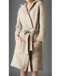 Burberry Waffle Knit Cashmere Dressing Gown - Natural