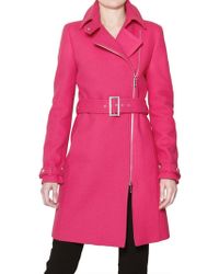Armani Jeans Ribbed Structured Wool Cloth Coat - Pink