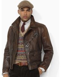 ralph lauren brown leather jacket