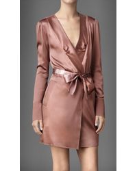 Burberry Stretch Silk Dressing Gown - Pink