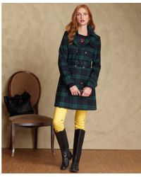 Tommy Hilfiger Woolblend Plaid Trench Coat - Green