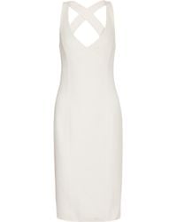 Michael Kors Lace Trimmed Stretch Wool Crepe Dress in White (ivory) | Lyst