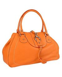 Women S Buti Bags Online Buti Orange Pebble Italian Leather Horsebit Flap Handbag Lyst