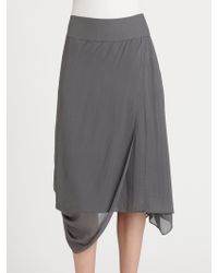 Eileen Fisher Silk Draped Skirt - Gray