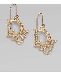 Dior Logo Drop Earrings/ Gold - Metallic