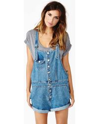 Nasty Gal Bambi Denim Overalls - Blue