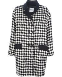 Jane Norman Dogtooth Check Coat in Black | Lyst