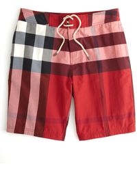red burberry swim trunks
