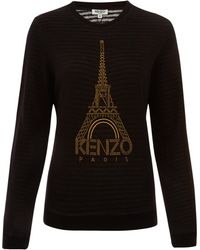 KENZO Black Eiffel Tower Cotton Sweatshirt