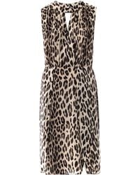 L'Agence Leopard Print Sleeveless Satin Dress - Brown