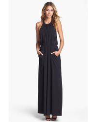 Jessica Simpson Halter Belted Maxi Dress in Purple (snake) | Lyst