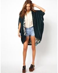 Winter Kate Oversized Silk Velvet Kimono Jacket - Green