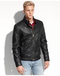 guess men's faux leather jacket