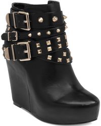 studded wedge booties