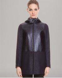 Sandro Coat Metallic Zip Front Hooded - Purple