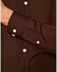 Cheap Monday Asos Smart Shirt in Long Sleeve with Button Down Collar - Brown