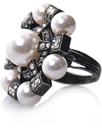 Lanvin Pearl and Crystal Ring - White