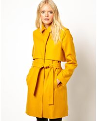 Just Female Wool Belted Coat - Yellow