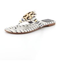 Tory Burch Sandals - Miller Thong in White (sand patent) | Lyst