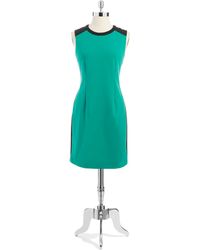 Calvin Klein Belted Chiffon Dress in Green (spearmint) | Lyst