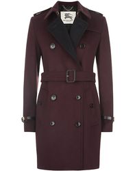 Burberry Kensington Virgin Wool Cashmere Trench Coat - Purple