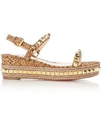 Christian louboutin \u0026#39;cataclou\u0026#39; Espadrille Platform Sandal in Gold ...