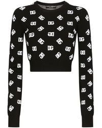 Dolce & Gabbana - Cropped Viscose Jacquard Sweater - Lyst