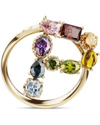 Dolce & Gabbana - Rainbow alphabet P ring in yellow gold with multicolor fine gems - Lyst