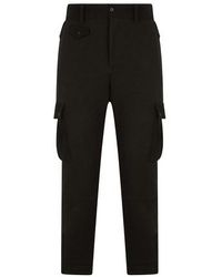 Dolce & Gabbana Pantalon cargo en laine stretch - Noir