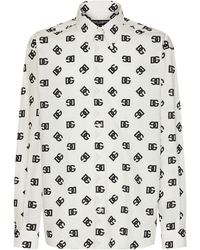 Dolce & Gabbana - Oversize-Hemd aus Baumwolle mit Monogramm-Druck DG - Lyst