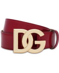 Dolce & Gabbana - Ceinture en cuir de veau glacé avec logo DG - Lyst
