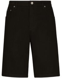 Dolce & Gabbana - Black Wash Stretch Denim Shorts - Lyst