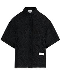 Patou Short Sleeves Lace Shirt - Black