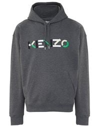 KENZO Logo Oversize Hoodie - Gray