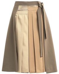Marni Pleated Low Waist Wrap Skirt - Natural