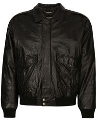 Dolce & Gabbana - Vintage Leather Jacket With Branded Tag - Lyst