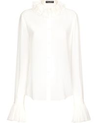 Dolce & Gabbana - Bluse aus Georgette mit plissierten Details am Ärmelabschluss - Lyst