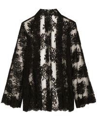 Dolce & Gabbana - Floral Chantilly Lace Kimono Shirt - Lyst
