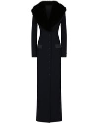 Dolce & Gabbana - Long manteau en soie avec col imitation fourrure - Lyst