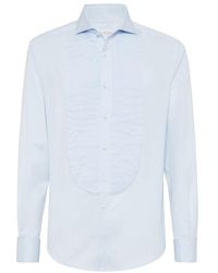 Brunello Cucinelli - Tuxedo Shirt With Pleating - Lyst