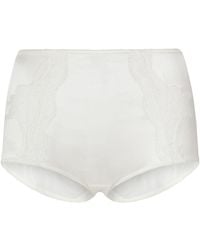 Dolce & Gabbana - Satin High-Waisted Panties With Lace Details - Lyst