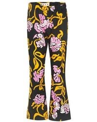 Marni Flared Floral Print Pants - Multicolour
