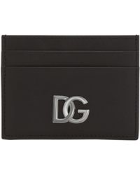 Dolce & Gabbana - Calfskin Card Holder With Dg Logo - Lyst