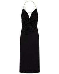 Loewe Silk Chain Draped Sleeveless Dress in Black | Lyst