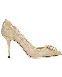 Dolce & Gabbana - Lurex Lace Rainbow Pumps With Brooch Detailing - Lyst