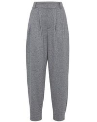 Brunello Cucinelli Cashmere Jersey Pants - Grey