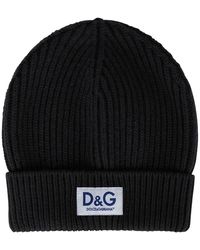 Dolce & Gabbana - Knit Cashmere Hat With D&G Patch - Lyst