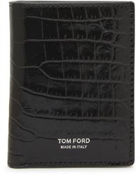 Tom Ford - Porte-cartes t line pliant en cuir effet crocodile - Lyst