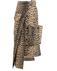 Jacquemus Deconstructed Button-front Animal-print Midi Skirt - Multicolor